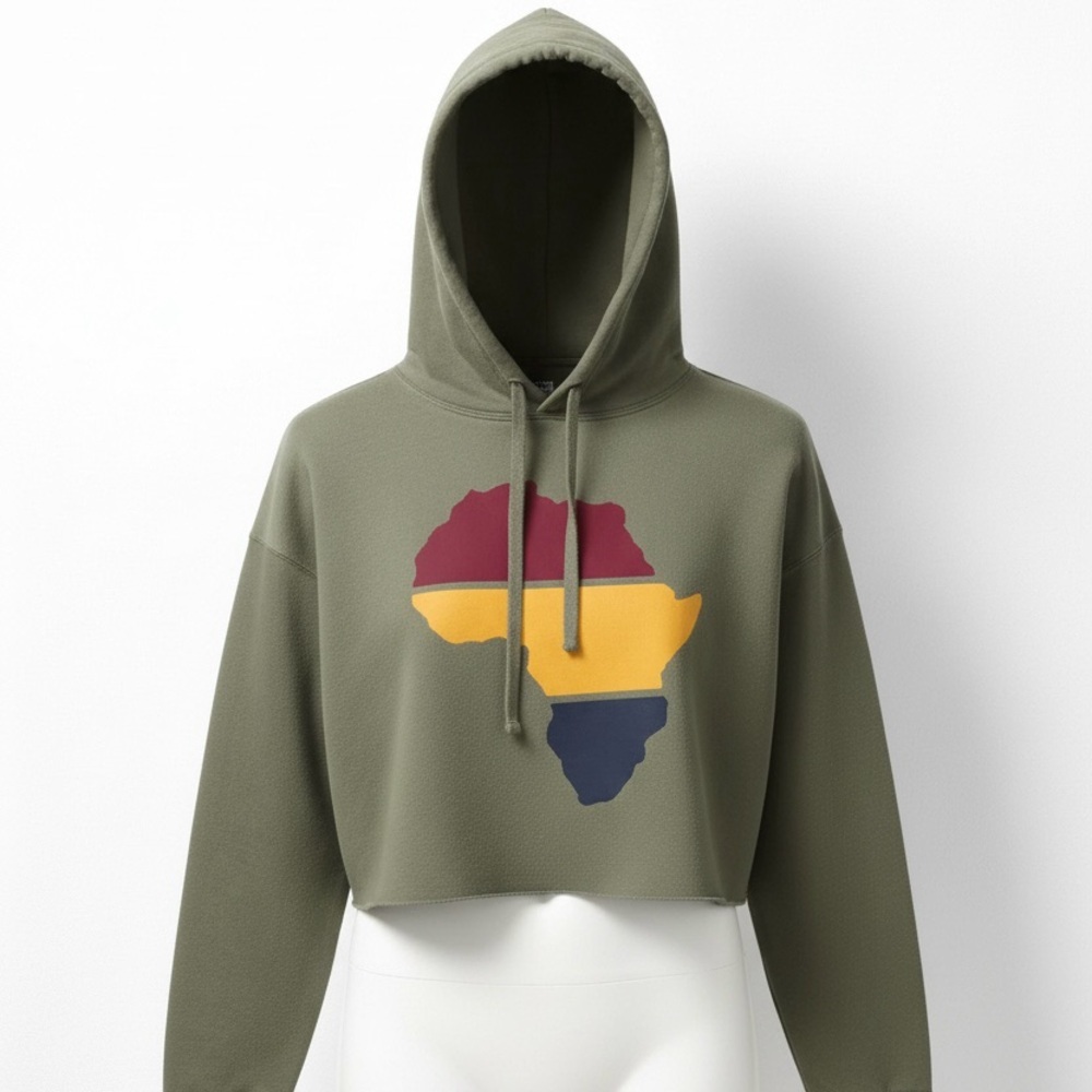 Bella + Canvas Women's Cropped Fleece Hoodie in Military Green Size Medium